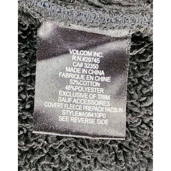 Volcom Jacket Mens Small Black Sherpa Lined Full Zip Hooded Long Sleeve Coat - Picture 12 of 12